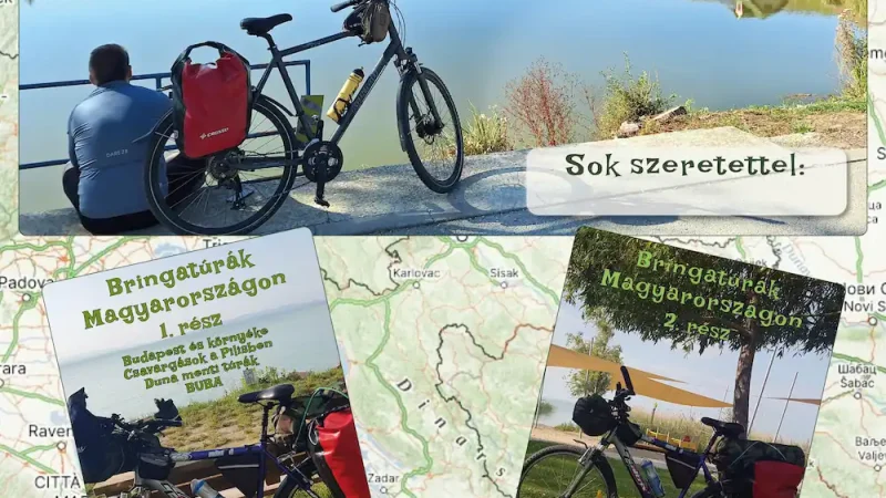 a képen a könyvek borítója és az ajándékutalvány látható bringásokkal
